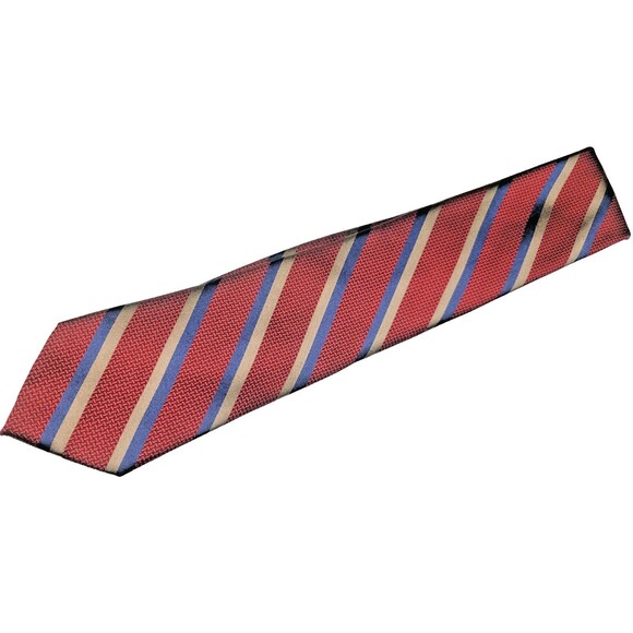 Jos. A. Bank Reserve 100% Silk Tie - Red Blue Gold Diagonal Stripe Pattern - Picture 1 of 5